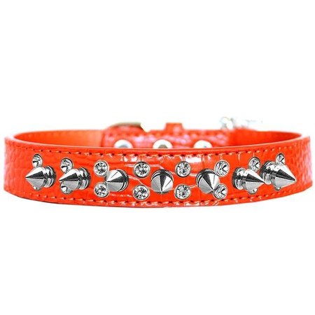 PETPAL Double Crystal & Spike Croc Dog Collar; Orange - Size 20 PE814920